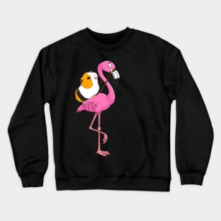 Guinea Pig Rider Flamingo Funny Crewneck Sweatshirt